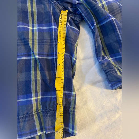 Nautica Jeans Co Chino Shorts Mens 36 W Blue Yellow Plaid Flat Front Casual - Picture 5 of 5